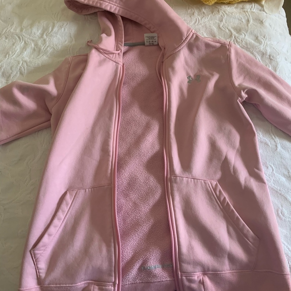 Pink under armor zip up jacket